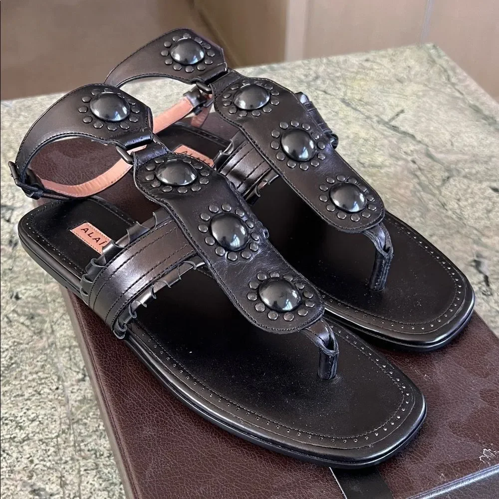 Alaia Black Embellished Men's Sandals